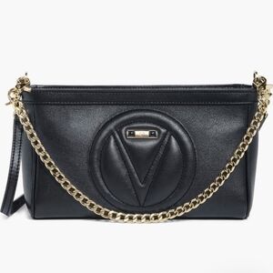 Mario Valentino Celia Signature Shoulder Bag Black Leather NEW!